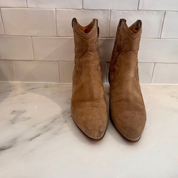 Saint Laurent YSL Rock Embroidered Womens Western Boots, in Tan size 40 - Picture 7 of 9